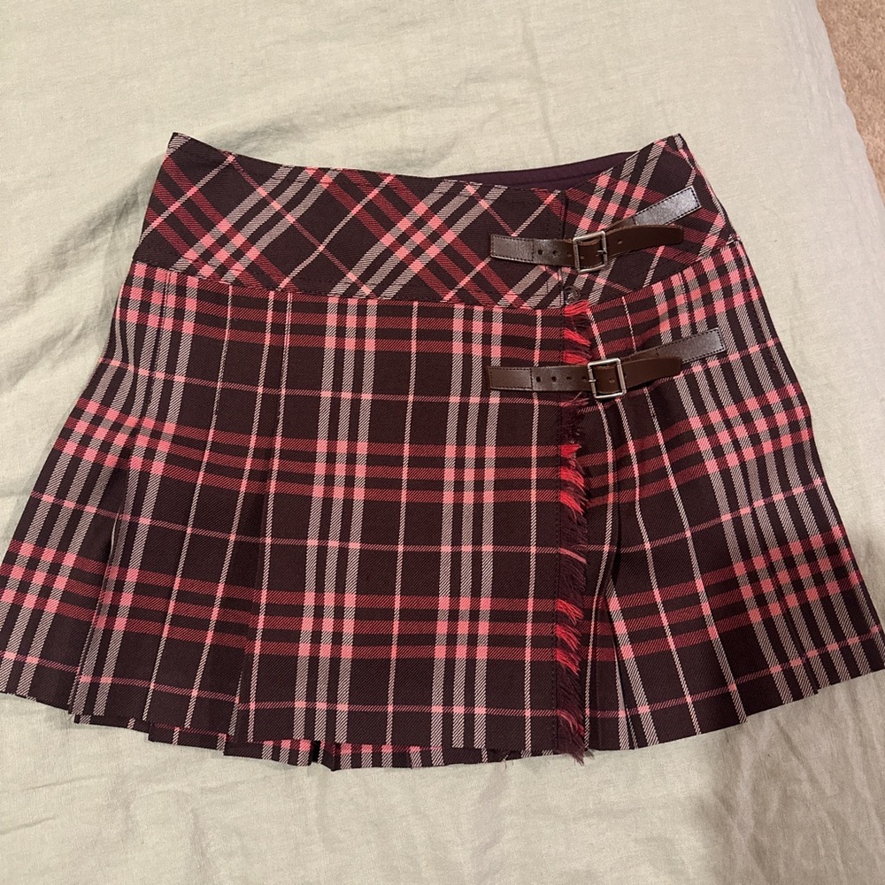 Burberry Red and Black Plaid Mini Skirt